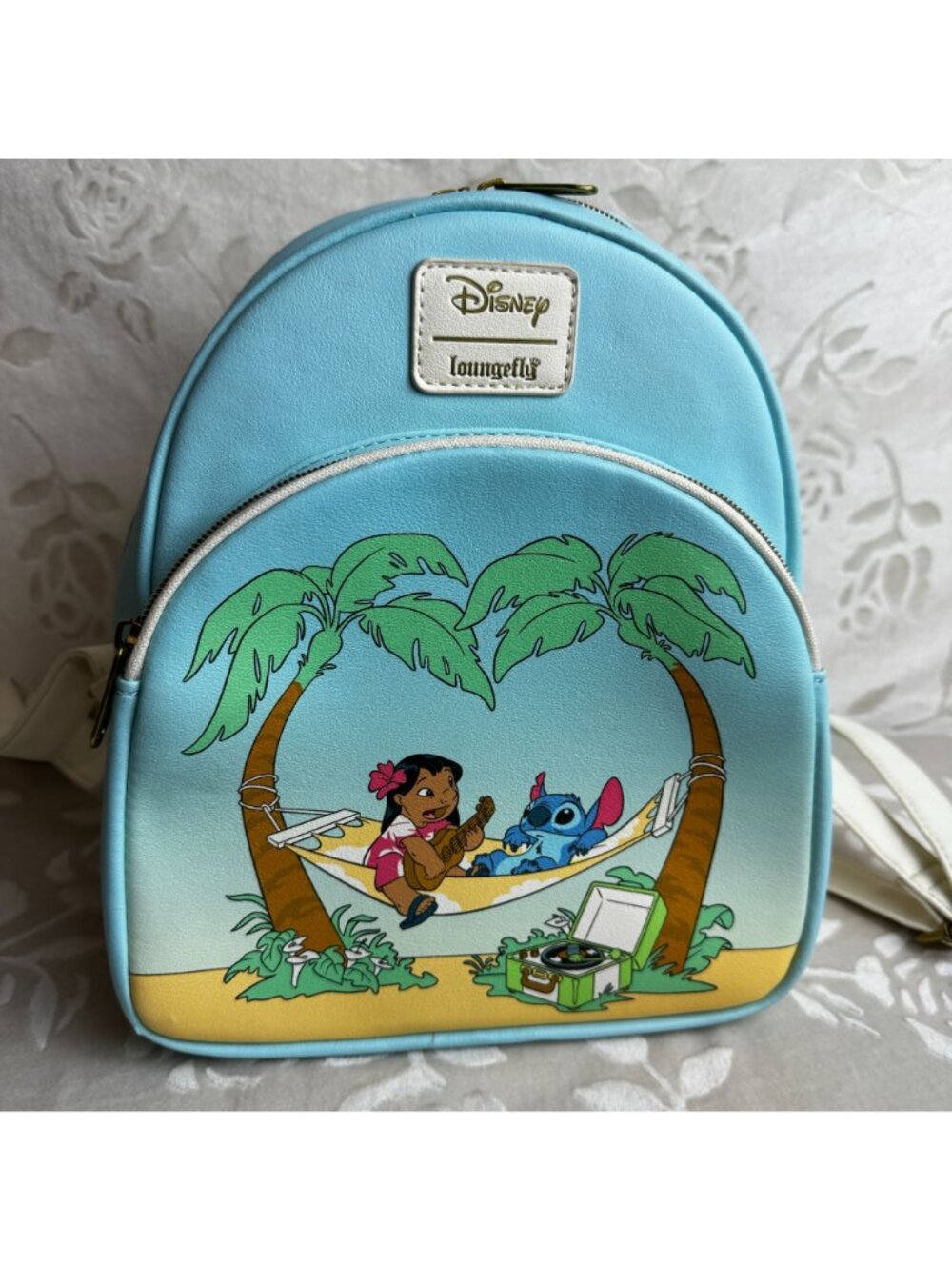 Disney Loungefly Lilo & Stitch Mini Backpack With Tropical Hammock Design - Picture 3 of 7